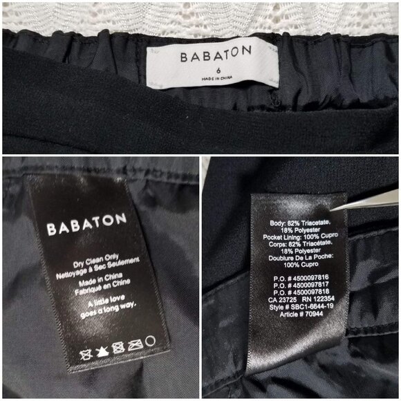 Babaton Frederick Pant Slim-leg trouser black sz 6 high rise pull on elastic - Picture 9 of 9